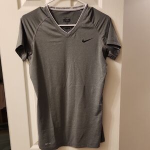 Women's Nike Pro Combat Gray V-Neck Shirt